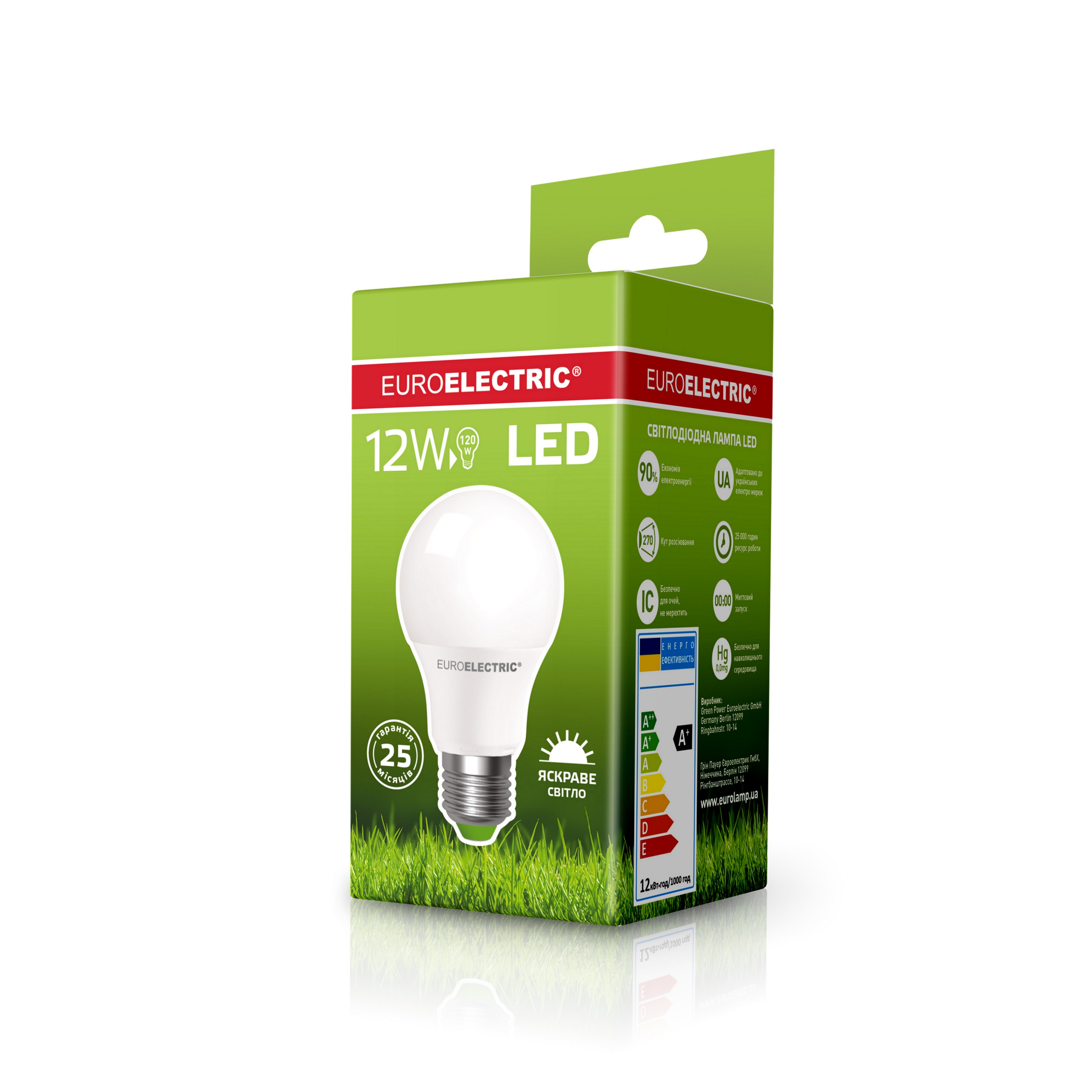 Лампа Euroelectric LED A60 12W E27 4000K ціна 71.00 грн - фотографія 2