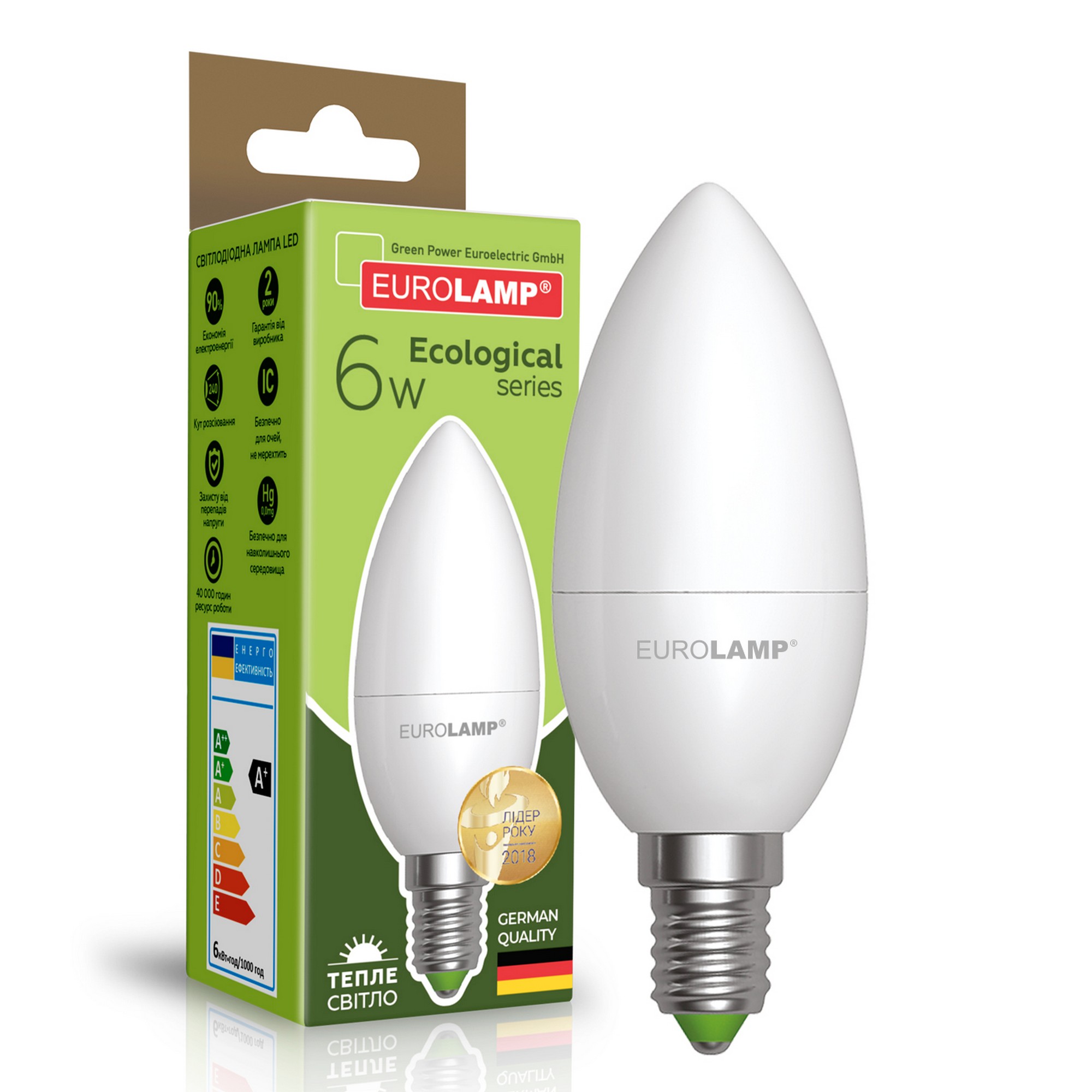Eurolamp LED "Свічка" EKO 6W E14 3000K
