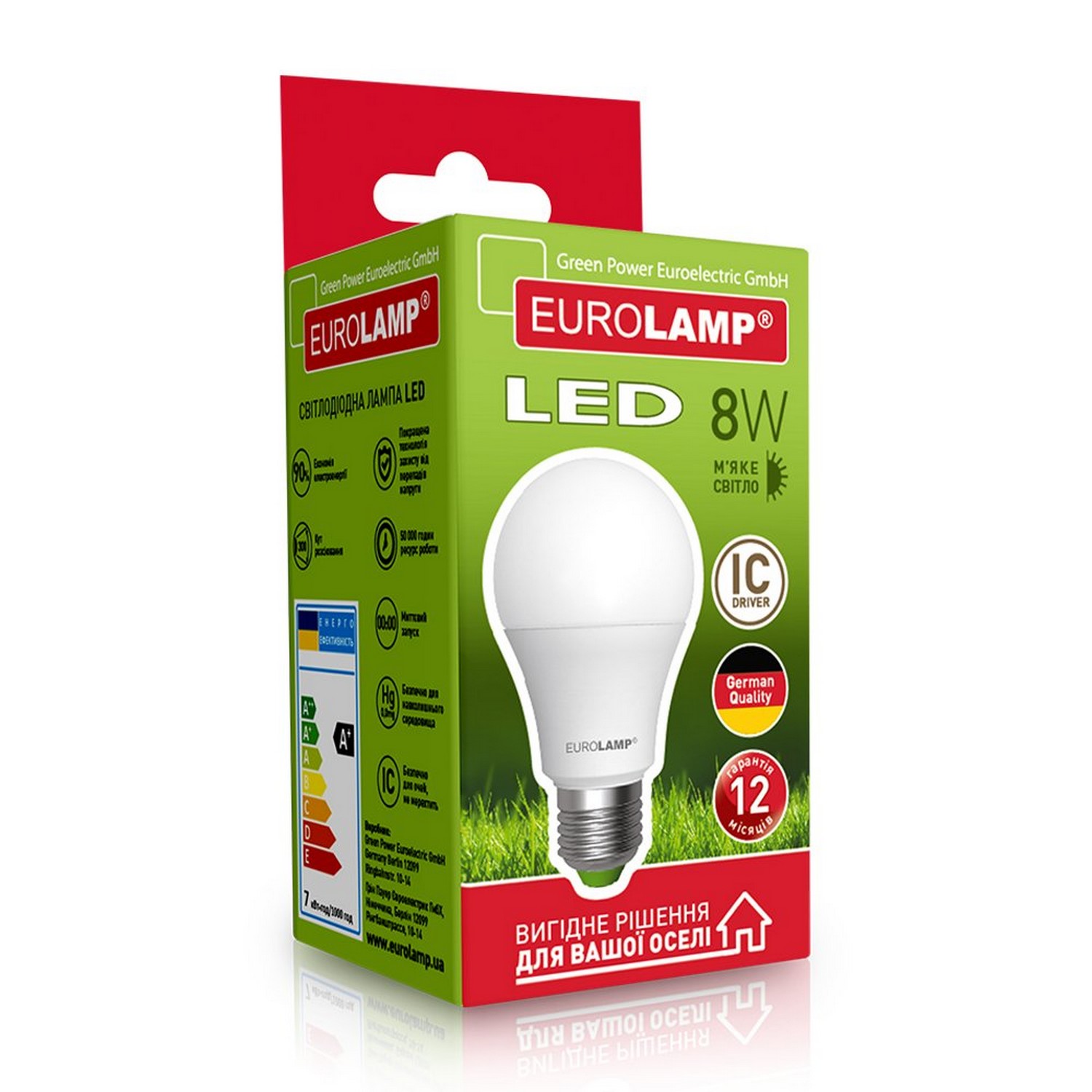 Лампа Eurolamp LED EKO A60 8W E27 3000K цена 0.00 грн - фотография 2