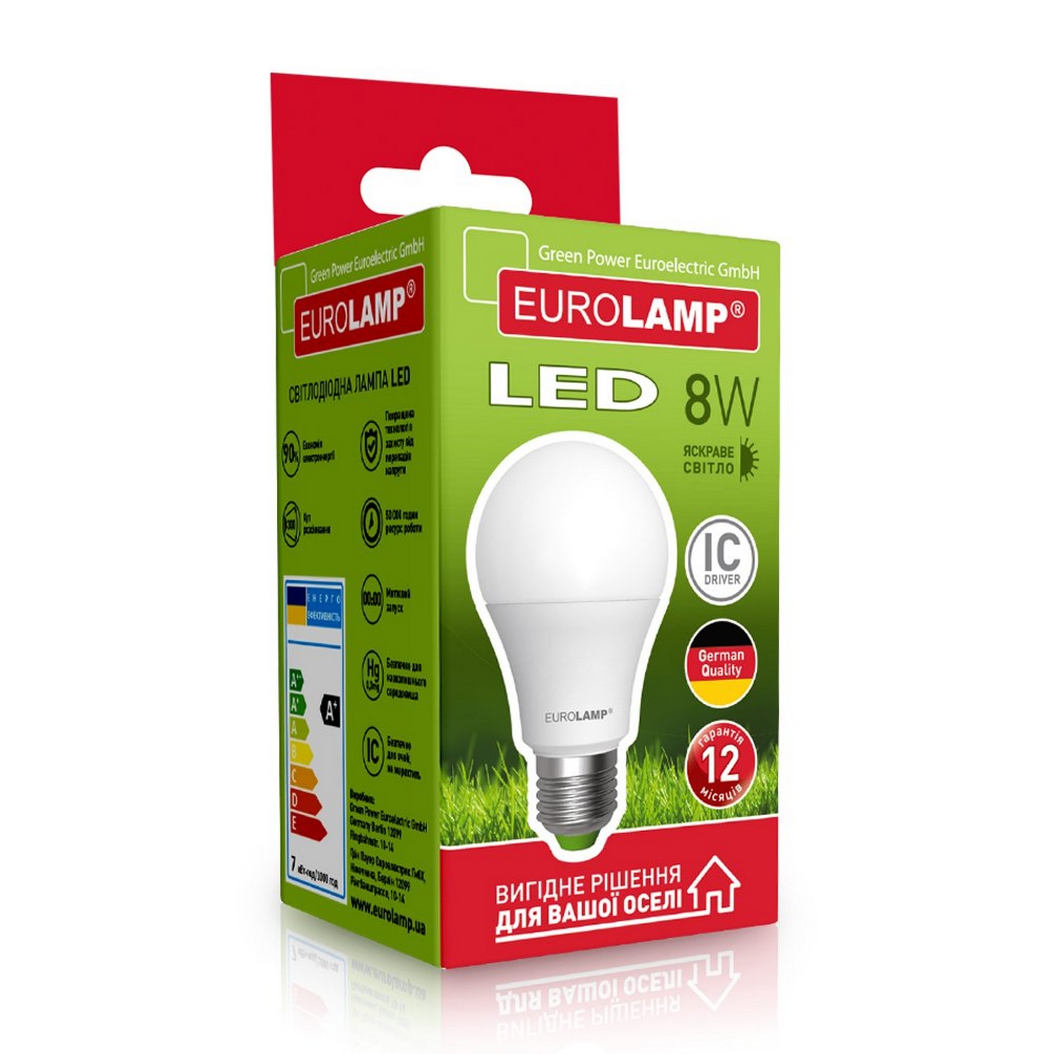 Лампа Eurolamp LED EKO A60 8W E27 4000K цена 0.00 грн - фотография 2