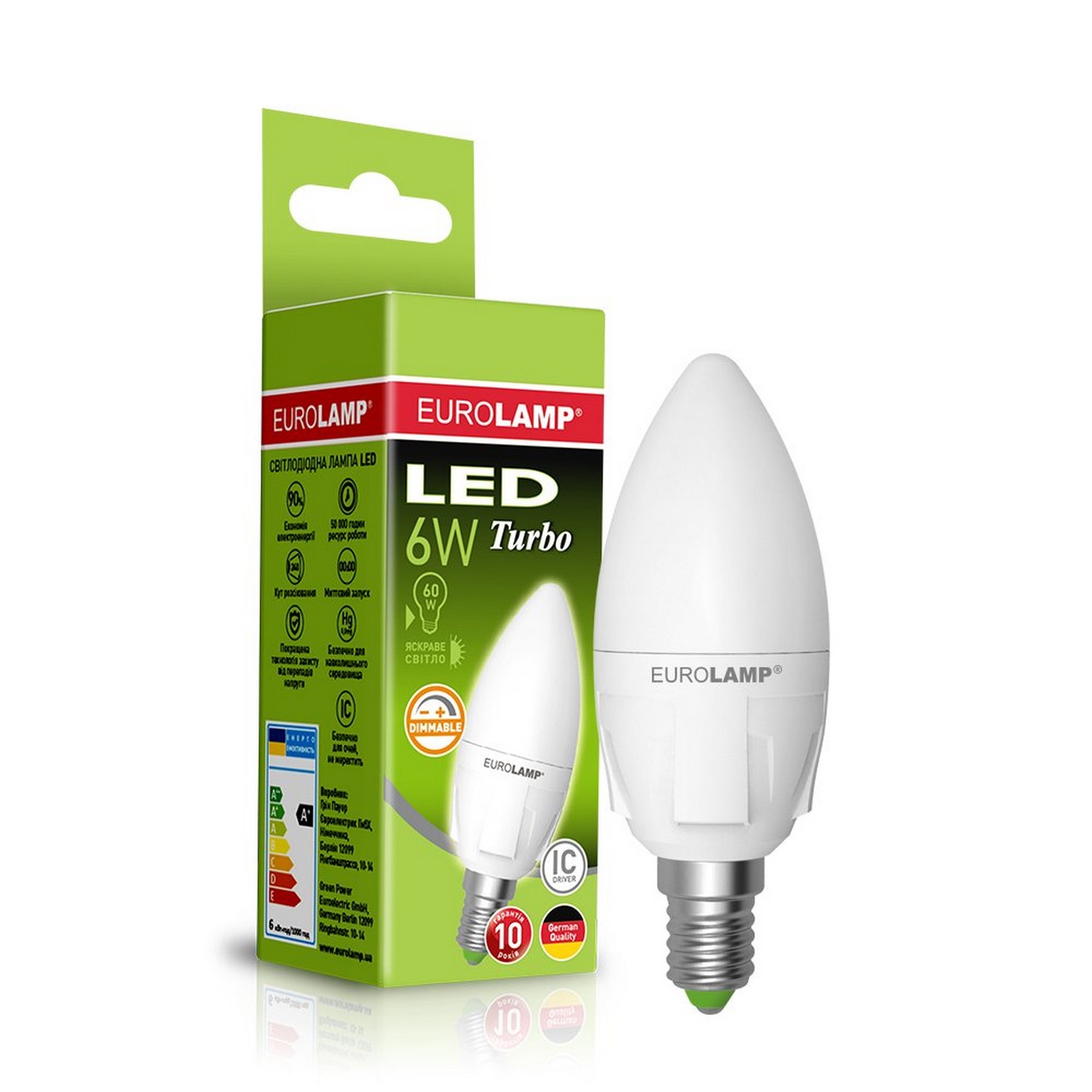 Лампа Eurolamp LED TURBO NEW "Свеча" dimmable 6W E14 4000K цена 0 грн - фотография 2