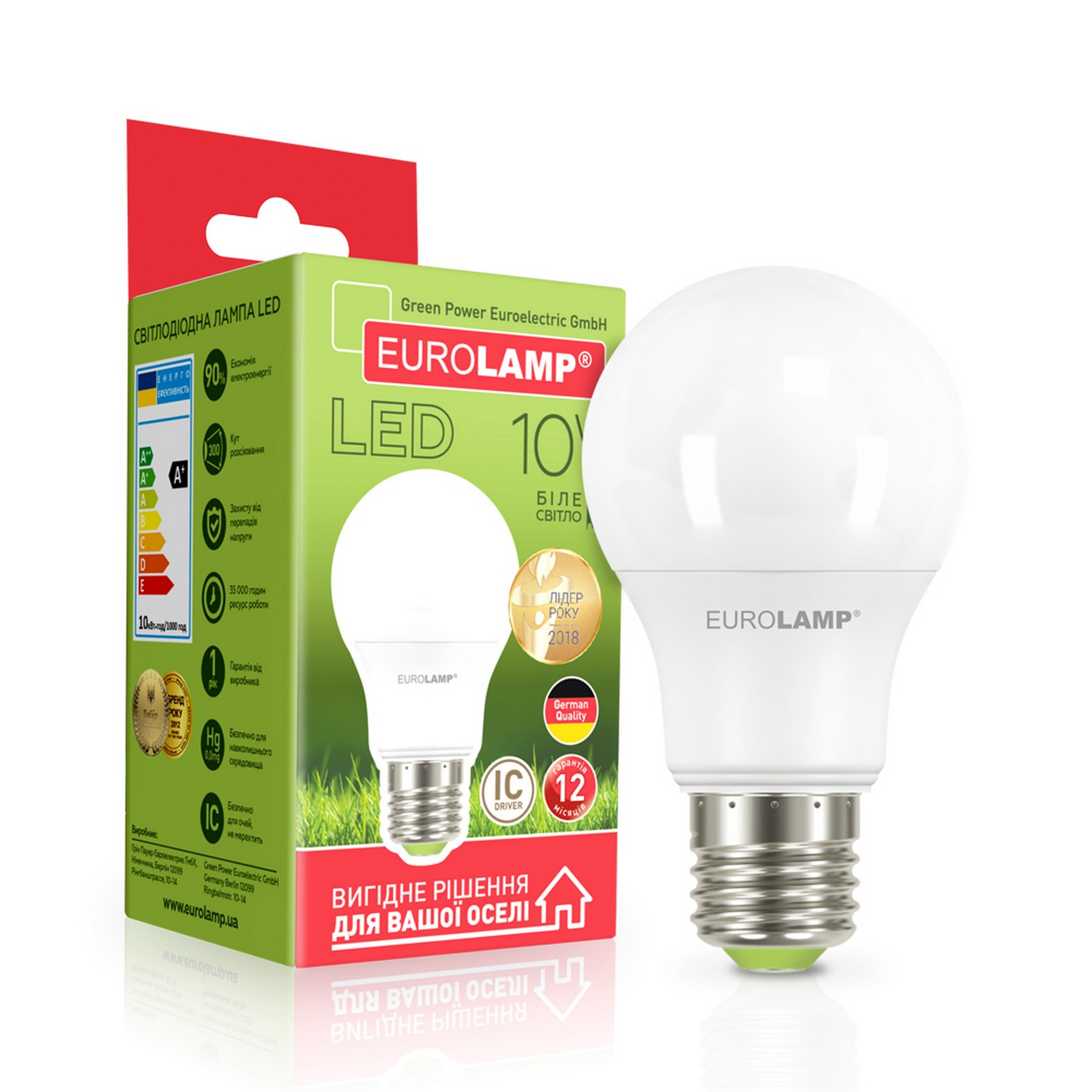 Лампа Eurolamp LED EKO A60 10W E27 4000K акція в інтернет-магазині, головне фото