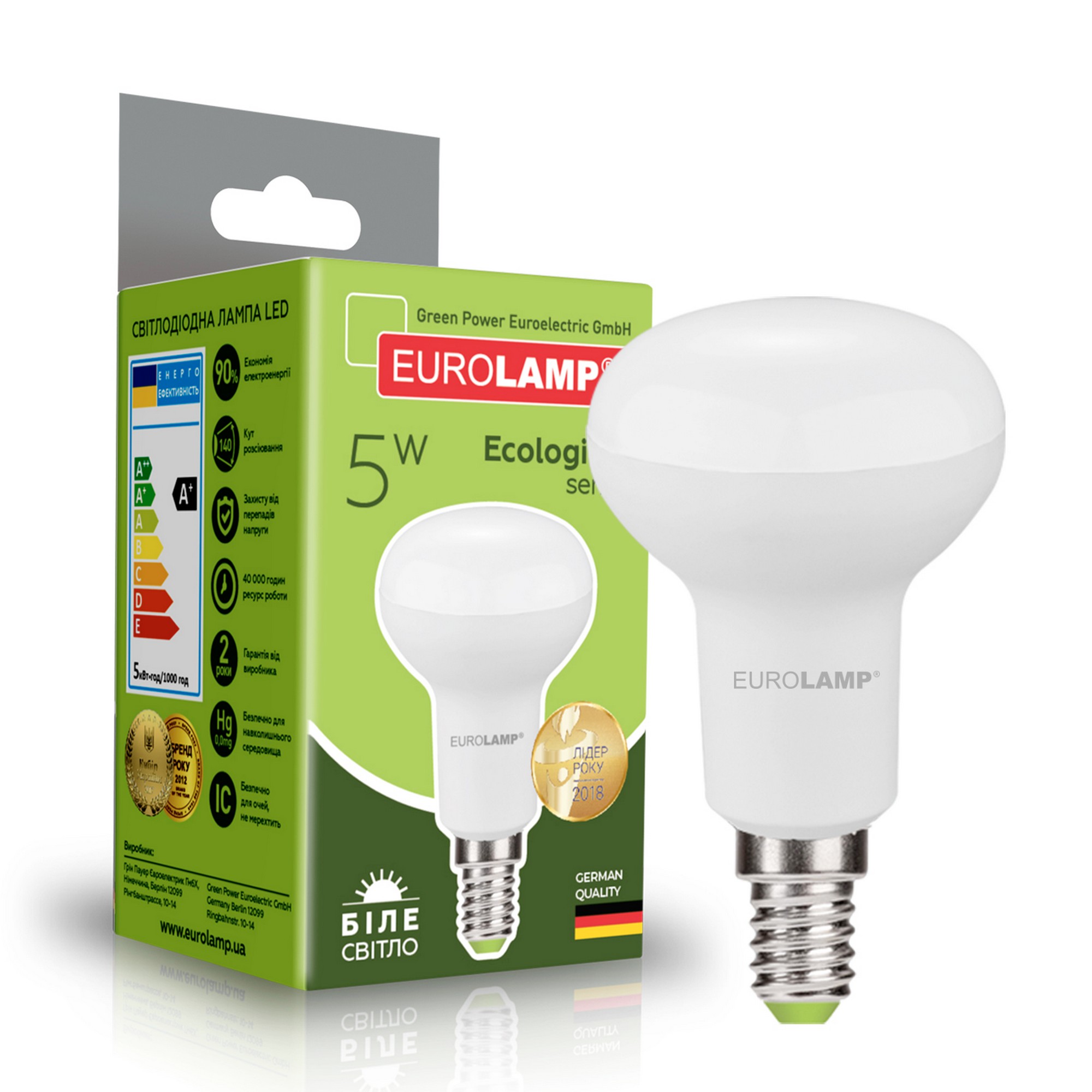Світлодіодна лампа Eurolamp з цоколем E14 Eurolamp LED EKO R39 5W E14 4000K