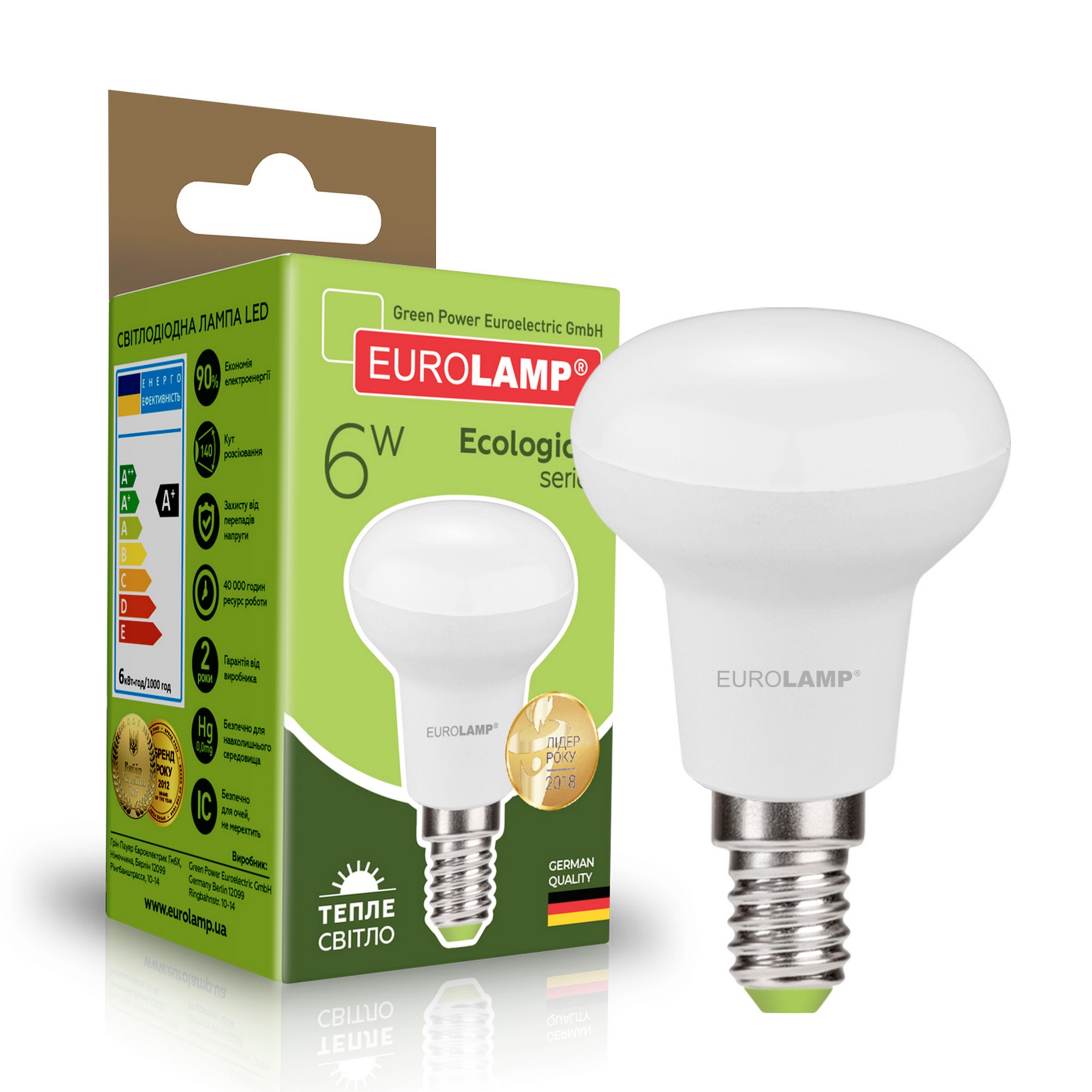 Светодиодная лампа Eurolamp с цоколем E14 Eurolamp LED EKO R50 6W E14 3000K
