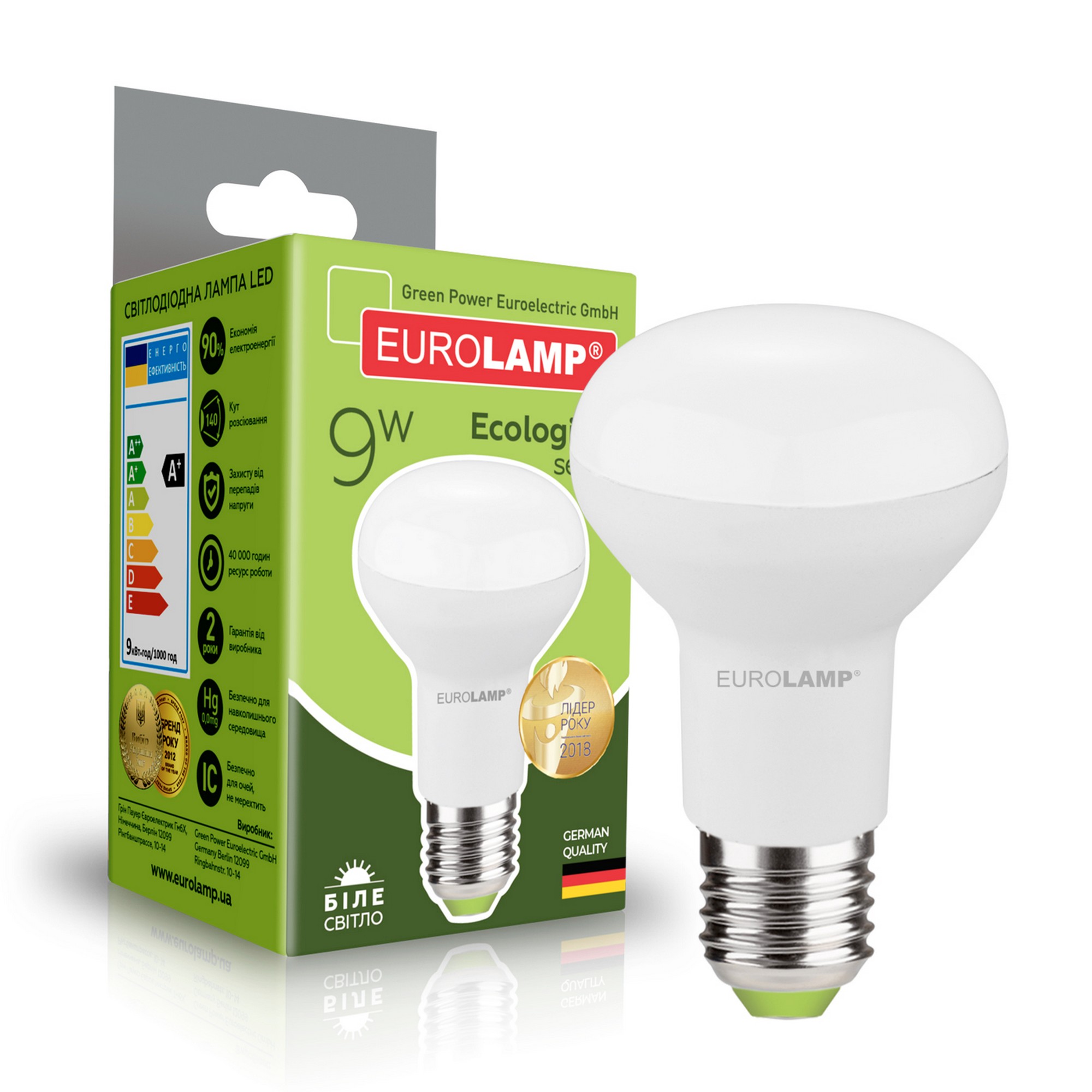 Светодиодная лампа Eurolamp с цоколем E27 Eurolamp LED EKO R63 9W E27 4000K