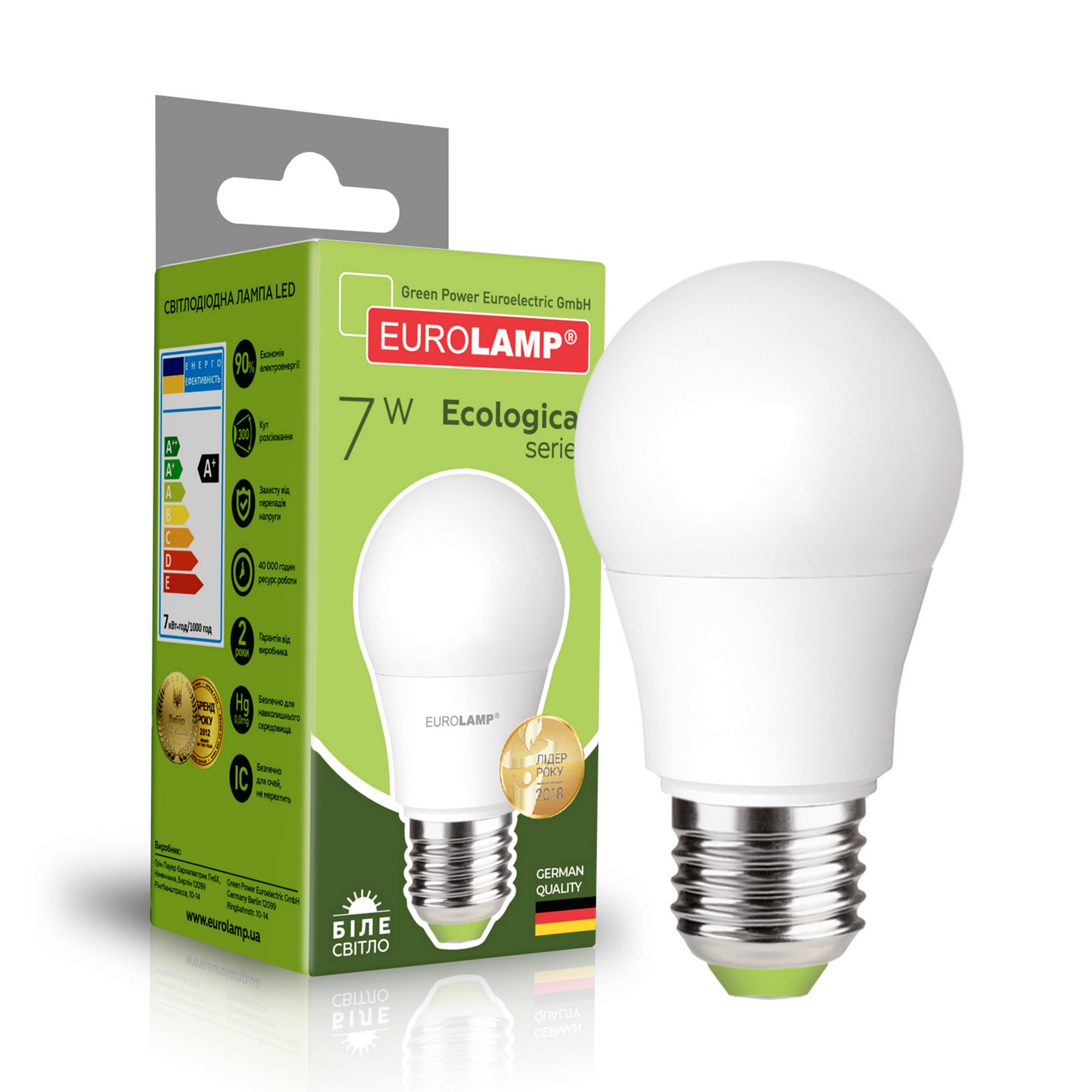 EUROLAMP LED А50 7W E27 4000K (LED-A50-07274(P))