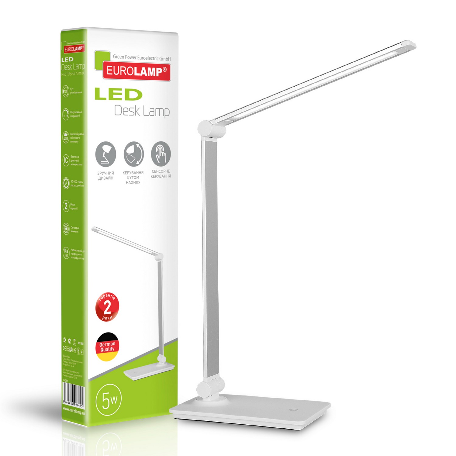 Світильник Eurolamp LED настільний металевий в стилі хайтек 5W 5300-5700K білий