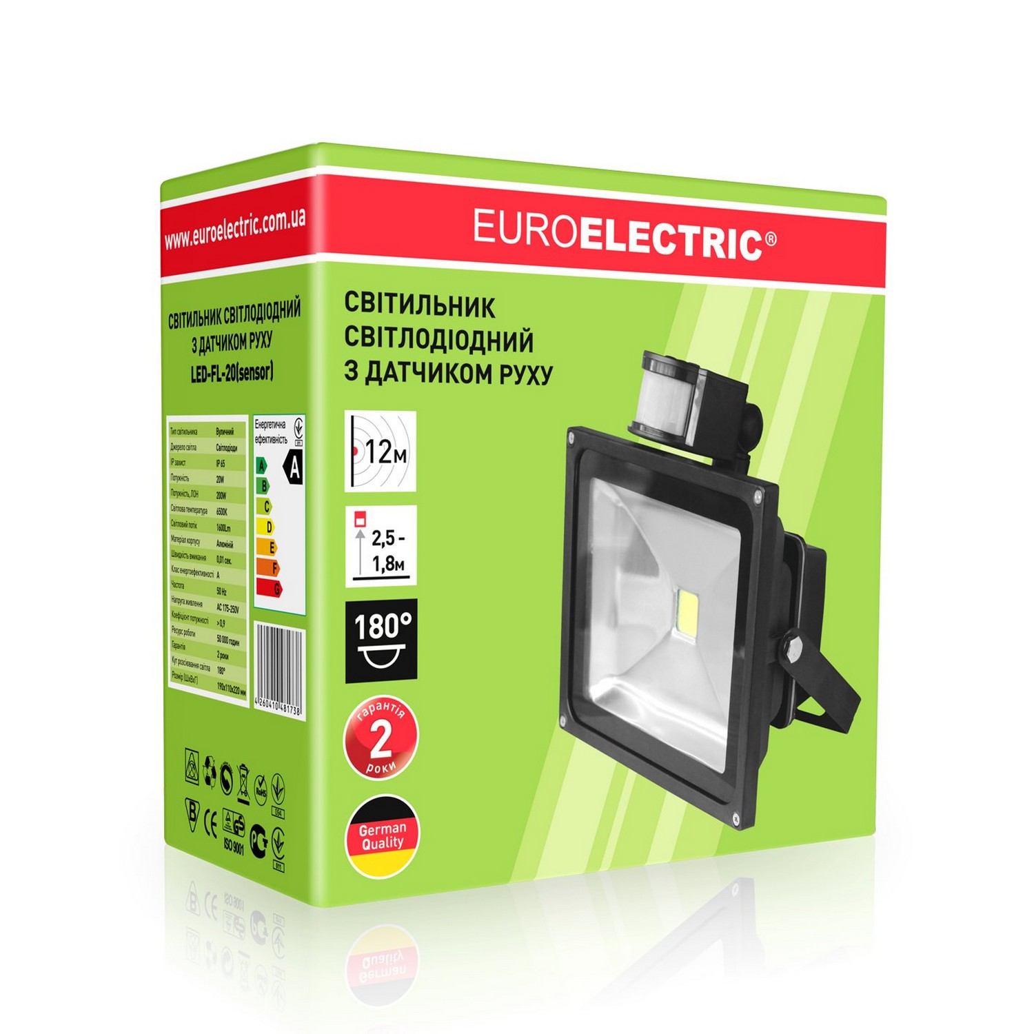 Прожектор Euroelectric LED COB з датчиком руху 20W 6500K ціна 0 грн - фотографія 2