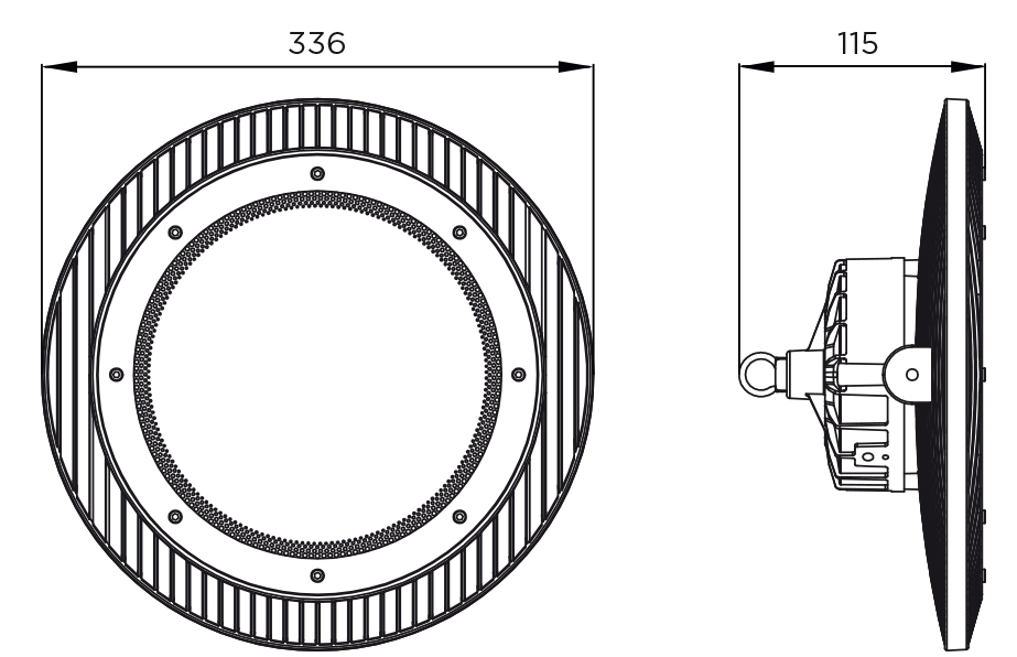 Eurolamp LED UFO IP65 150W 5000K Габаритні розміри