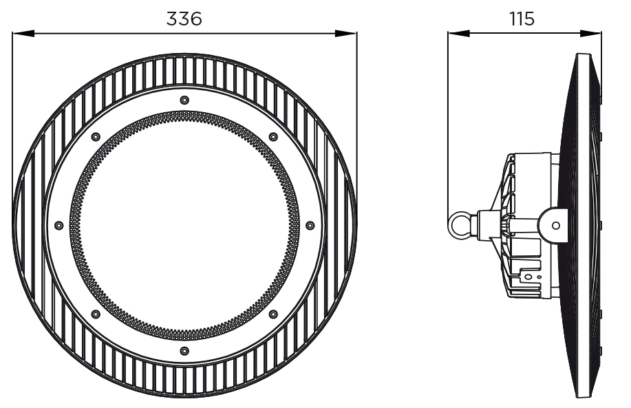 Eurolamp LED UFO IP65 240W 5000K Габаритні розміри