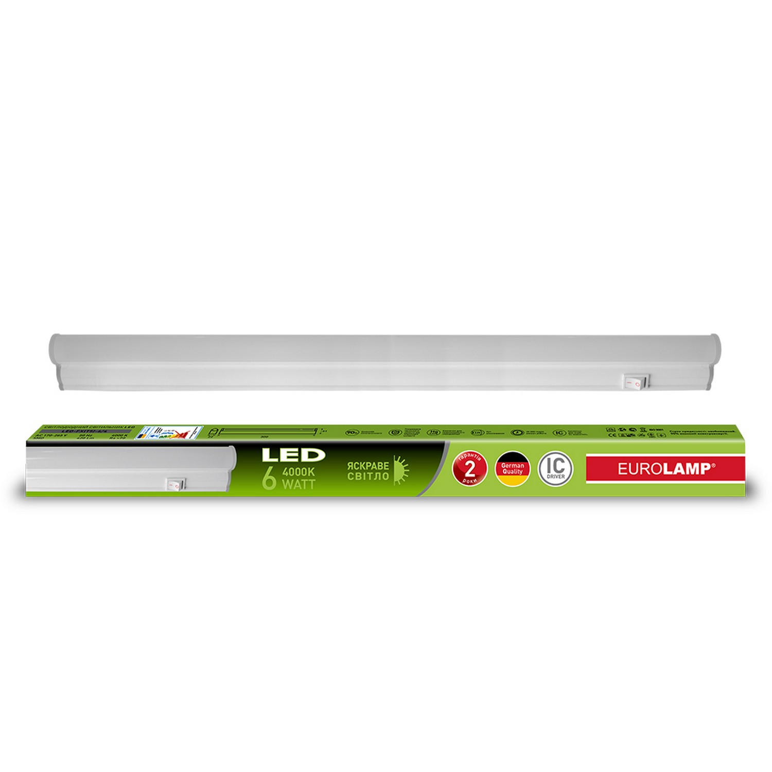 Ціна світильник лінійний Eurolamp LED IP44 6W 4000K (T5) в Житомирі