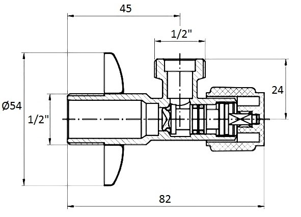 Imprese AV01 G1/2-G1/2 Габаритные размеры