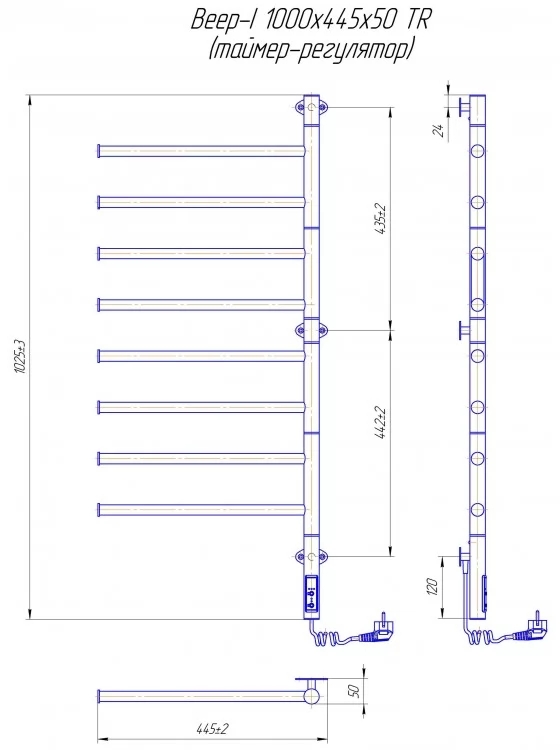 Mario Веер-I 1000х445/55 електр. TR (2.3.0409.11.P) Габаритні розміри