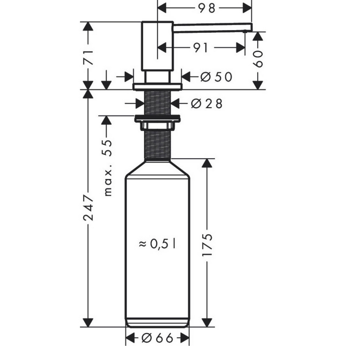 Дозатор жидкого мыла Hansgrohe A41 40438800 цена 4891 грн - фотография 2