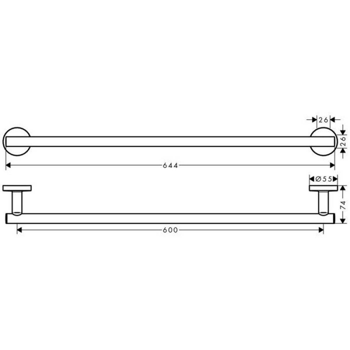 Тримач для банного рушника Hansgrohe Logis Universal 41716000 600 mm ціна 2494.98 грн - фотографія 2