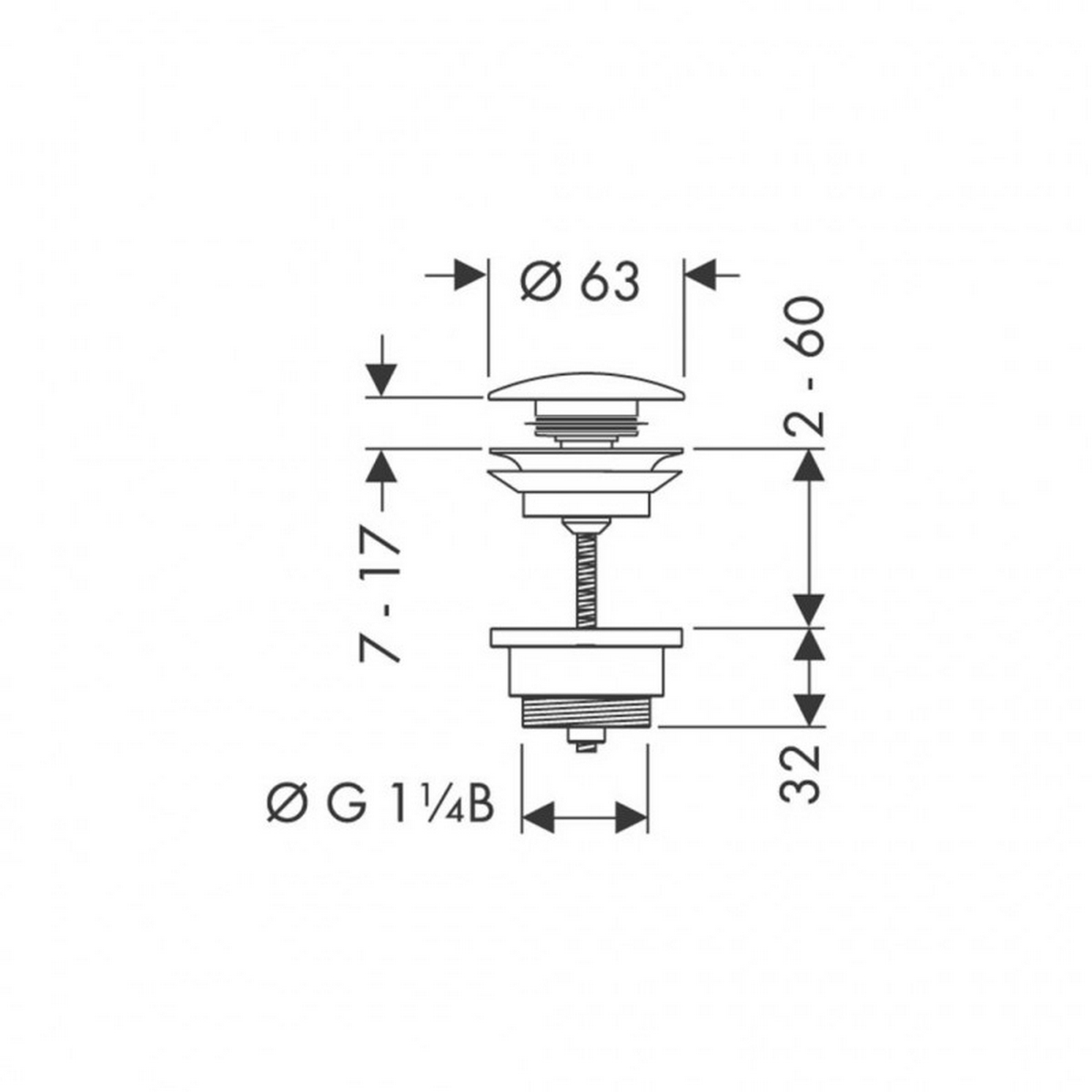 Донний клапан Hansgrohe Push-Open 50100000 ціна 3260.92 грн - фотографія 2