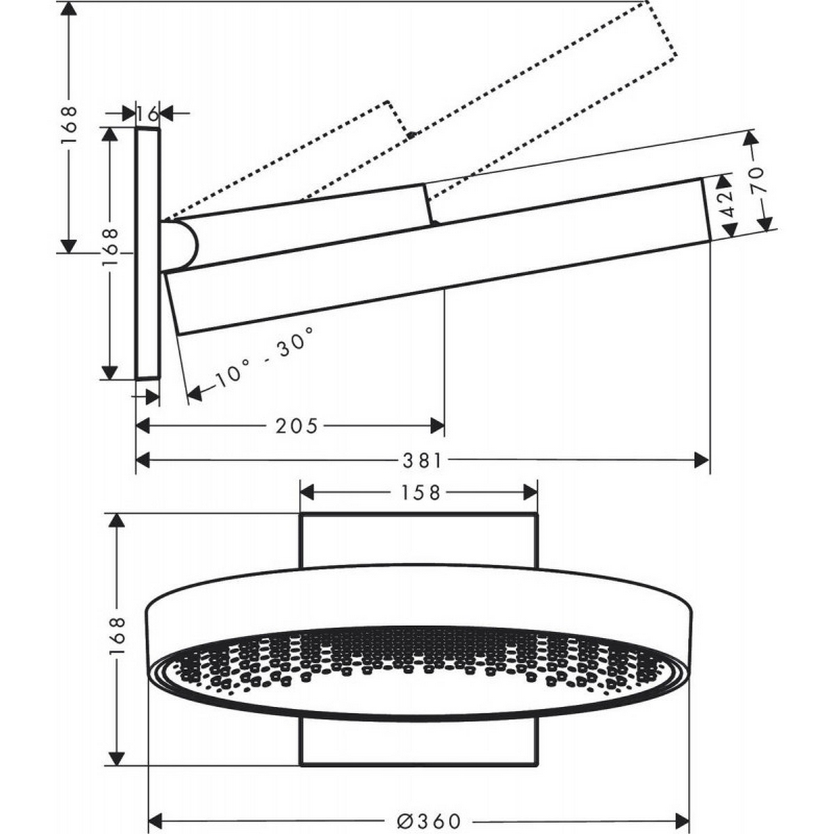 Верхній душ Hansgrohe Rainfinity 360 1jet 26230000 ціна 50539 грн - фотографія 2