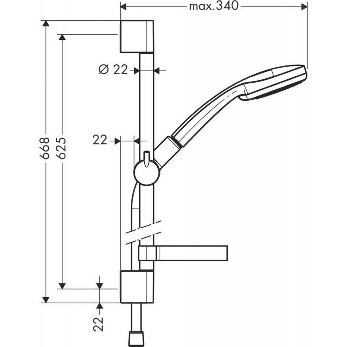 Душовий набір Hansgrohe Croma 100 Mono EcoSmart з душовою штангою 65 cm і мильницею 27742000 ціна 6300 грн - фотографія 2