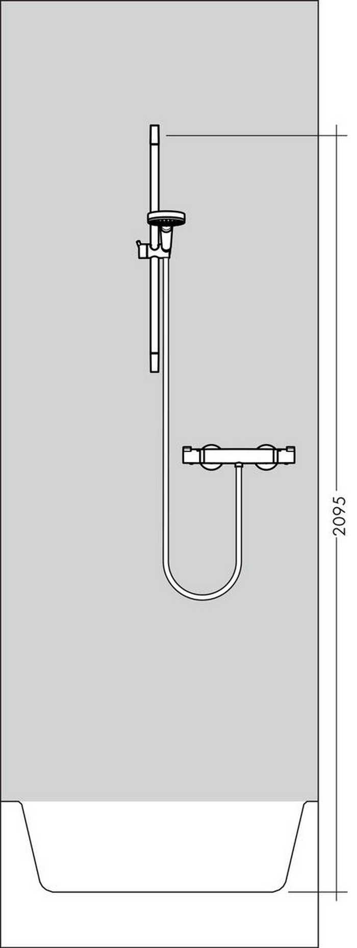 Hansgrohe Croma Select S Vario з термостатом Ecostat Comfort і штангою 27013400 Габаритні розміри