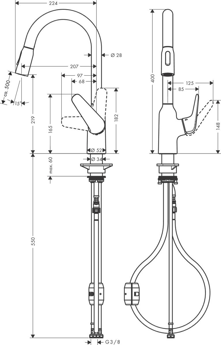 Hansgrohe Focus M42 71800000 Габаритные размеры