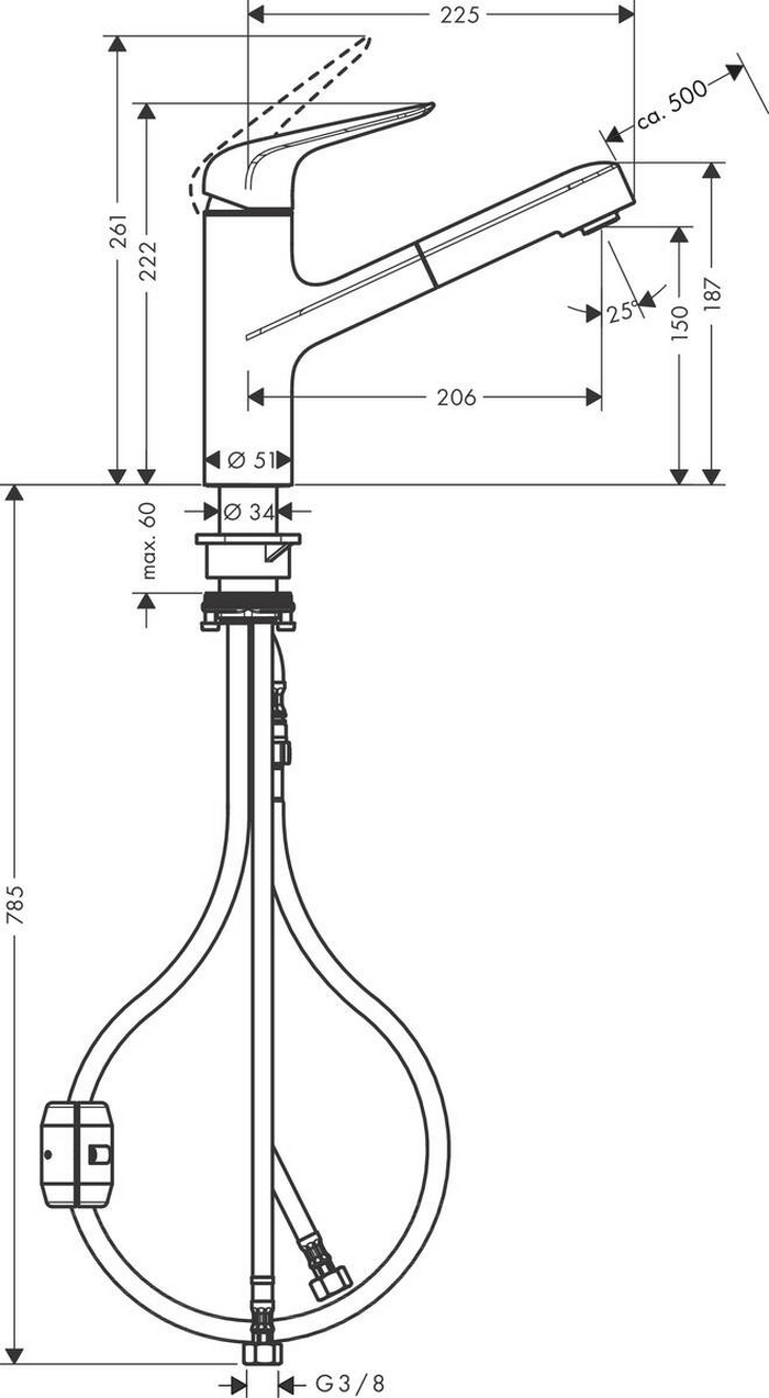 Hansgrohe Focus M42 71814800 Габаритні розміри