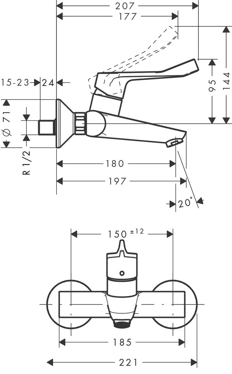 Hansgrohe Focus 31913000 Габаритные размеры