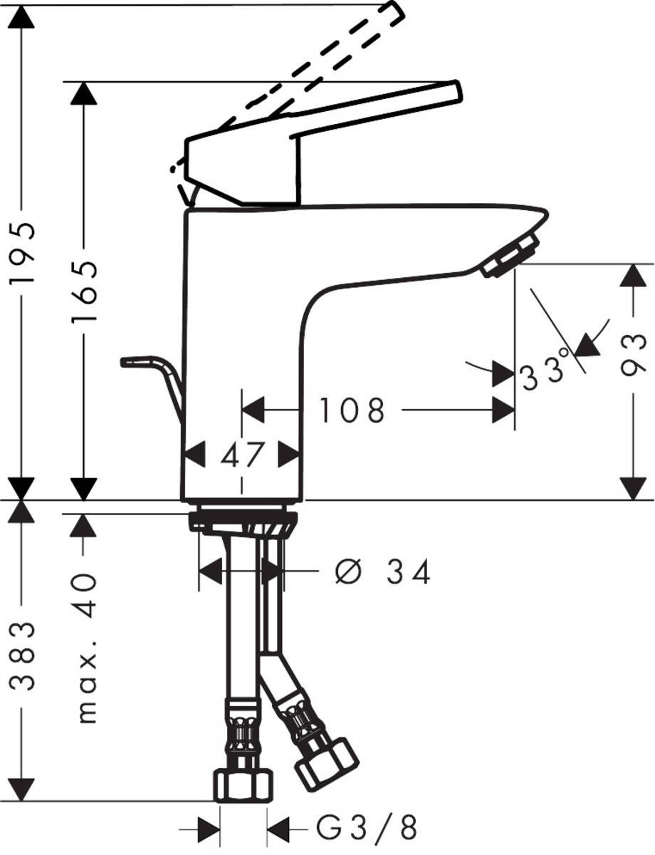 Hansgrohe Logis Loop 1072019 (71151000+71247000+26553400) Габаритные размеры