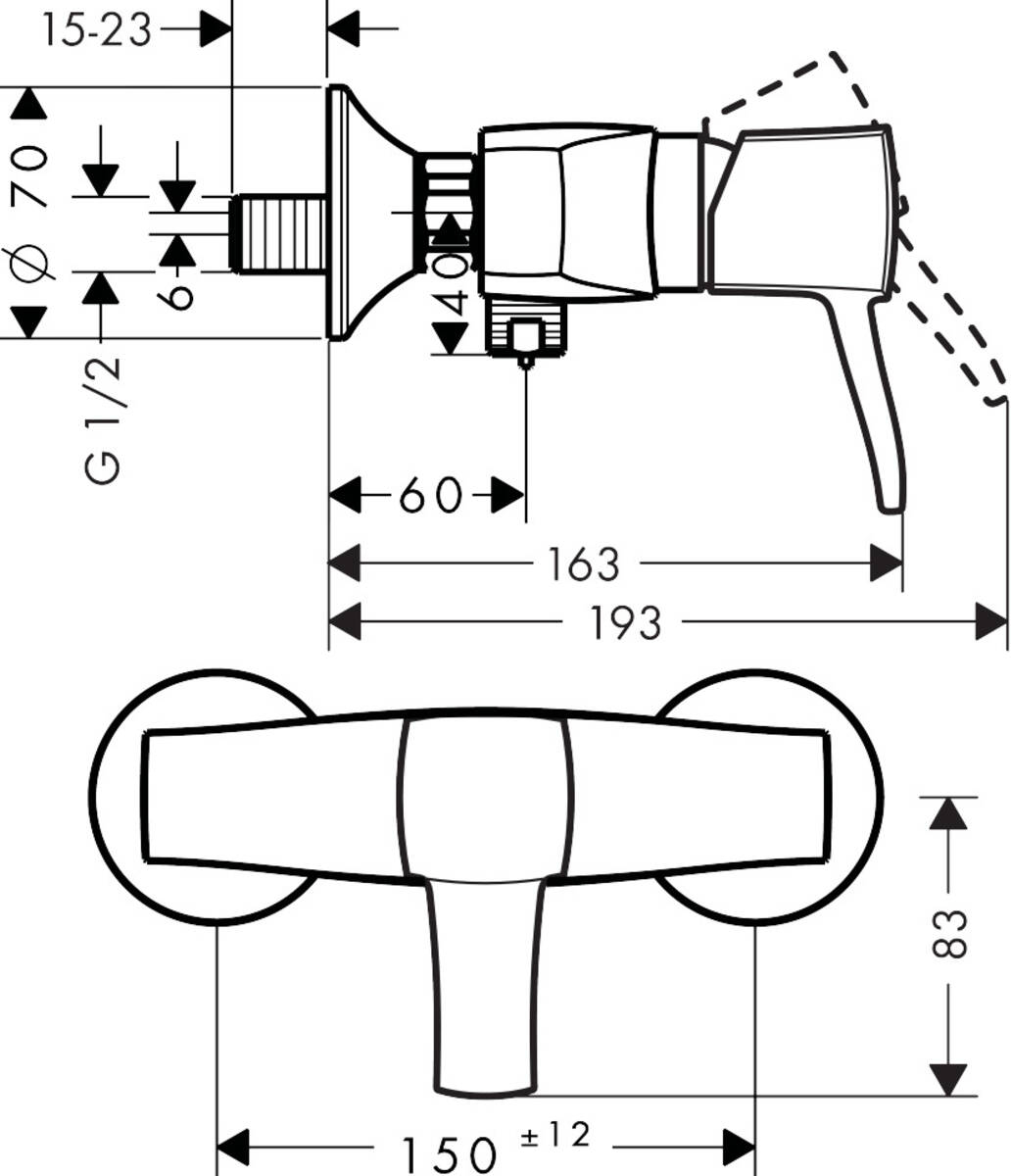 Hansgrohe Metropol Classic 31360090 Габаритні розміри