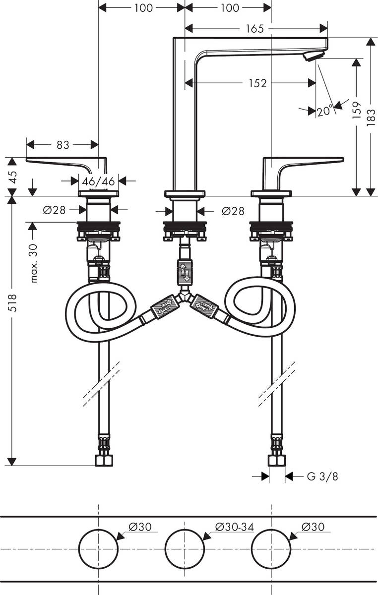 Hansgrohe Metropol 32515700 Габаритні розміри