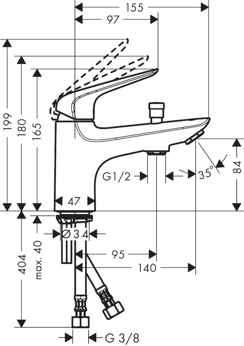 Hansgrohe Novus Monotrou 71324000 Габаритні розміри