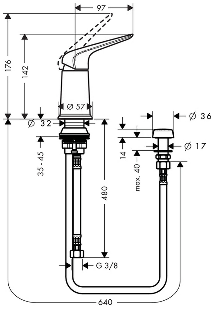 Hansgrohe Novus 71145000 Габаритні розміри