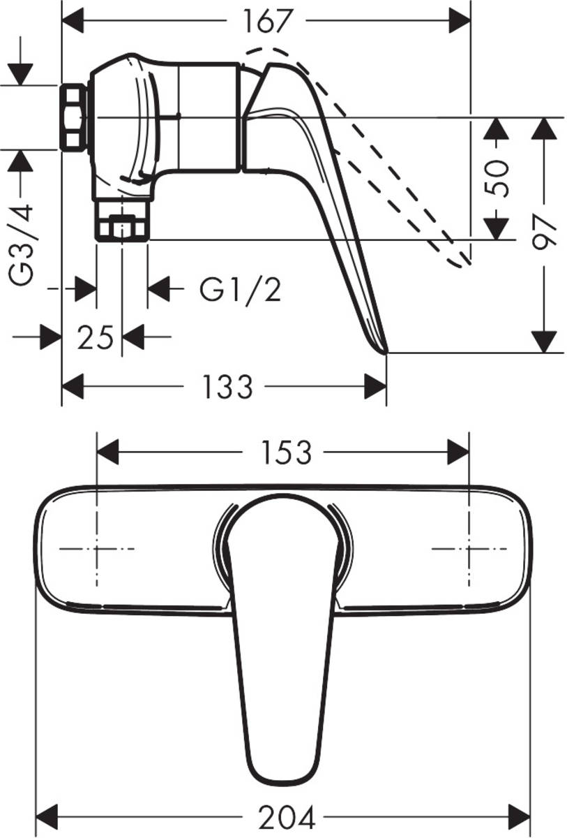 Hansgrohe Novus 71061000 Габаритні розміри