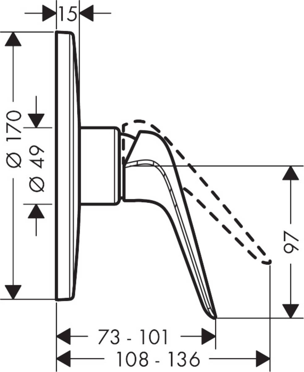 Hansgrohe Novus 71066000 Габаритні розміри