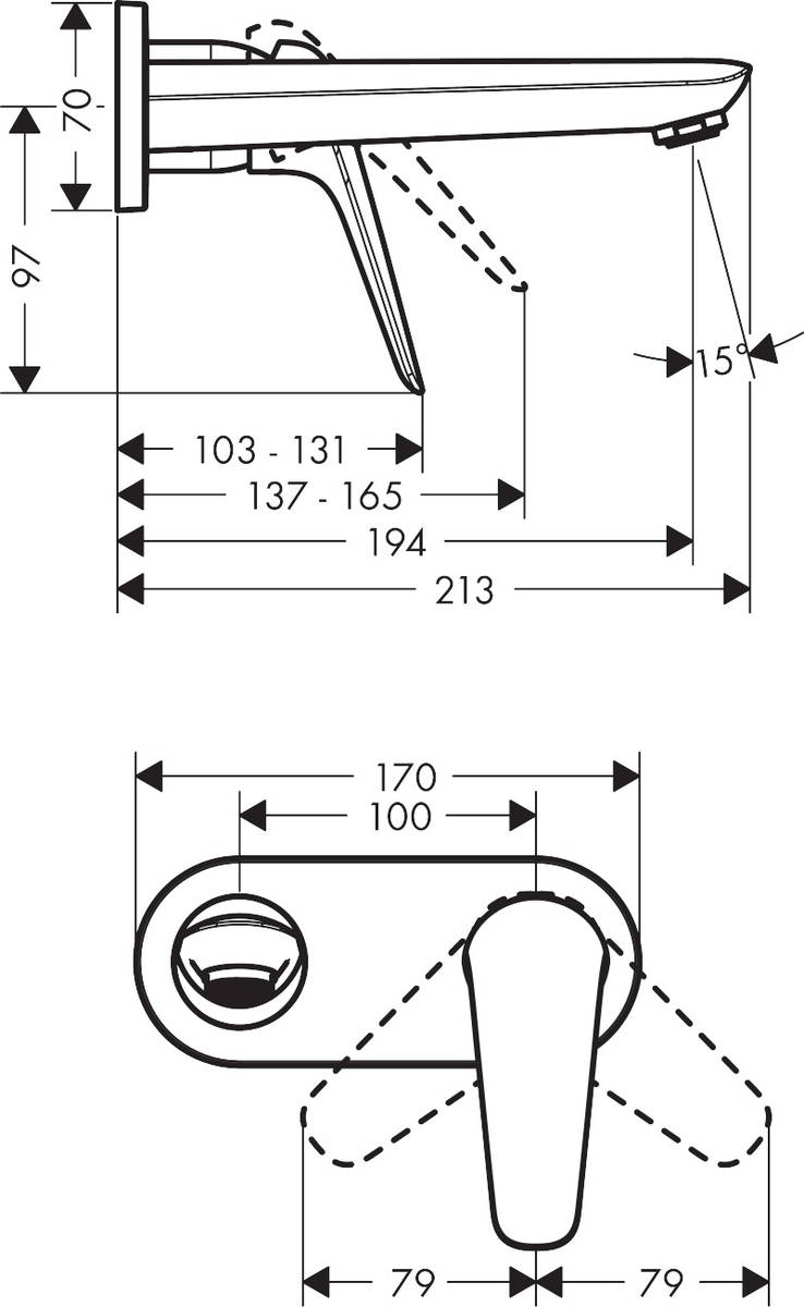 Hansgrohe Novus 71127000 Габаритні розміри