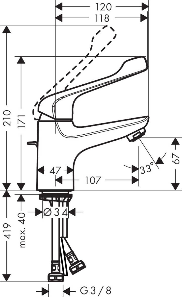 Hansgrohe Novus 71920000 Габаритные размеры