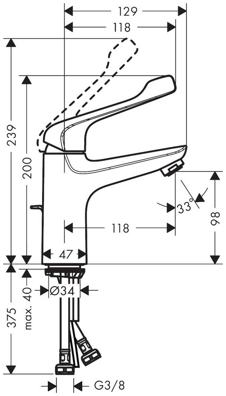 Hansgrohe Novus 71921000 Габаритні розміри