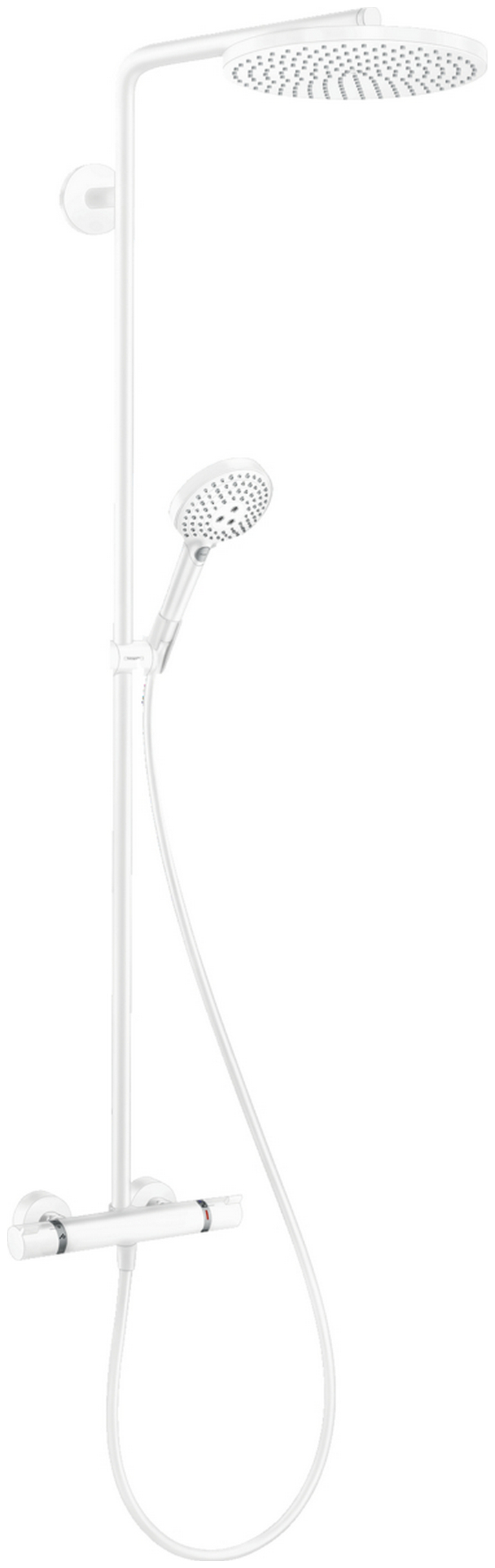 Душевая система белая Hansgrohe Raindance Select S Showerpipe 240 1jet с термостатом 27633700