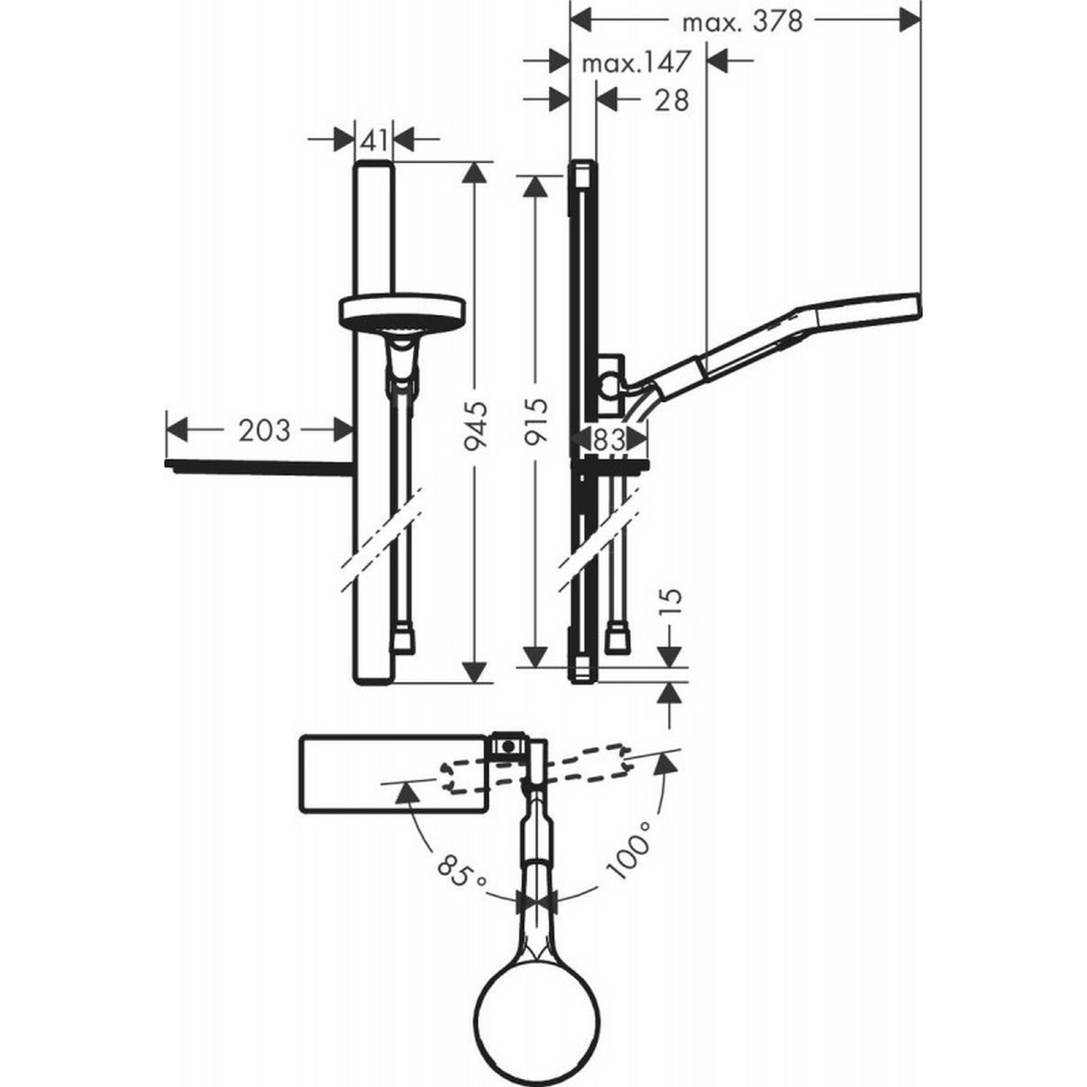 Душовий набір Hansgrohe Rainfinity 130 3jet EcoSmart з душовою стійкою 90 cm і мильницею 27672000 ціна 0 грн - фотографія 2