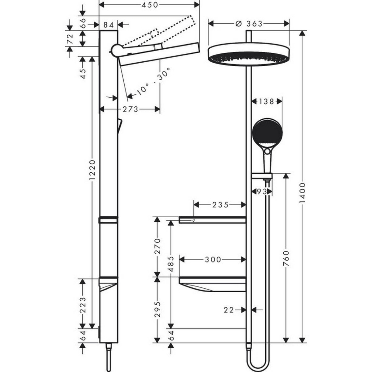 Душевой набор Hansgrohe Rainfinity Showerpipe 360 1jet 26842000 цена 0 грн - фотография 2