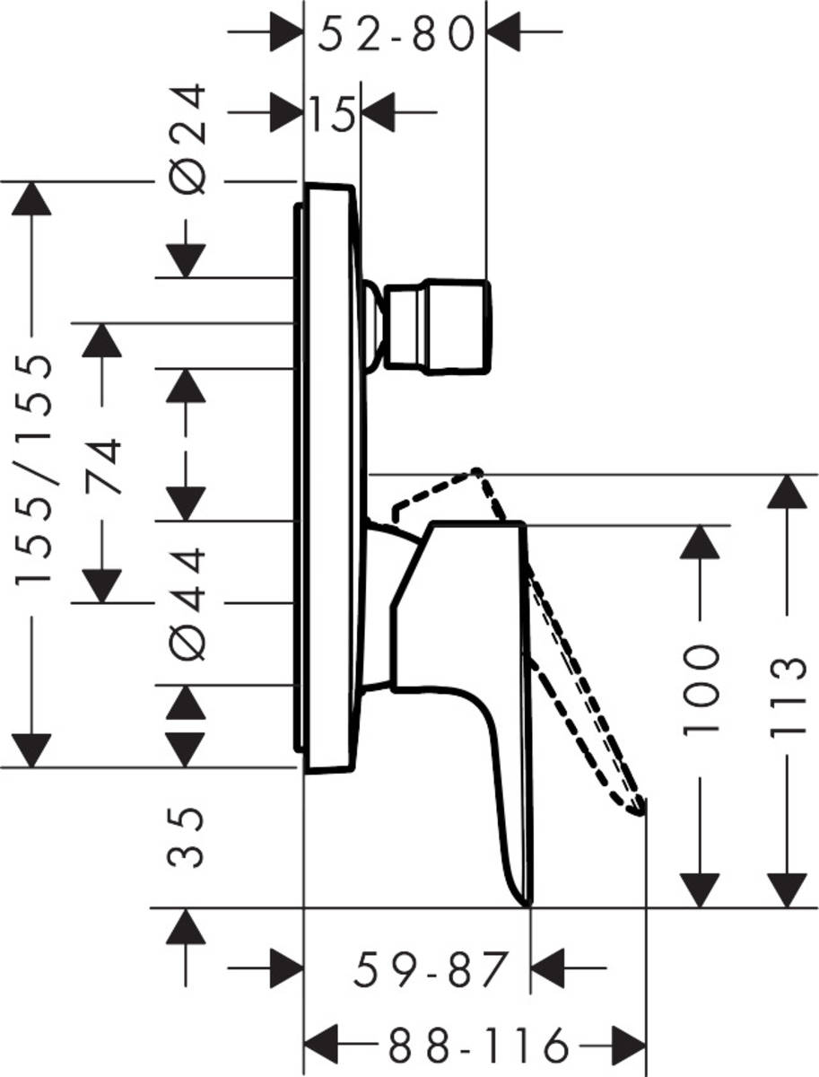 Hansgrohe Talis E 71745340 Габаритные размеры