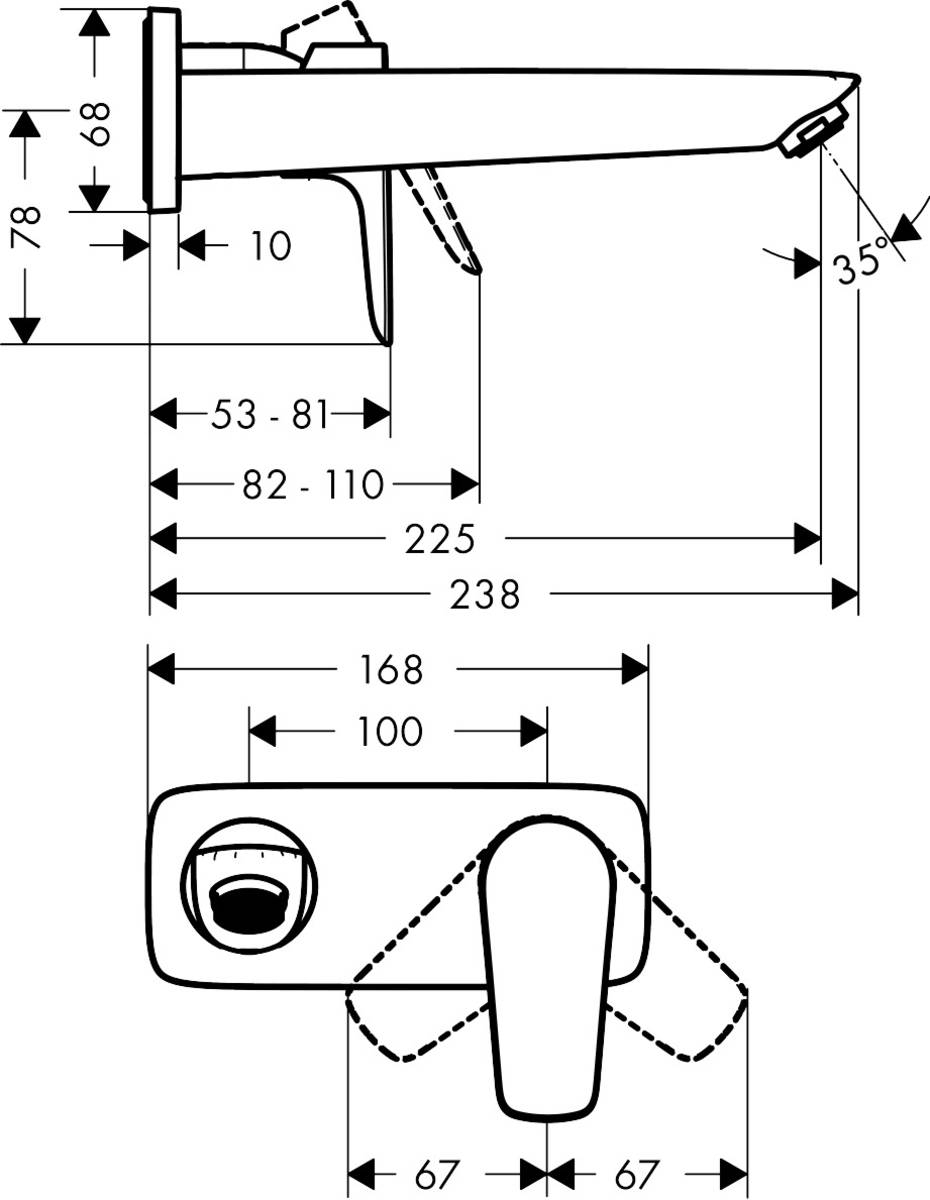 Hansgrohe Talis E 71734140 Габаритні розміри