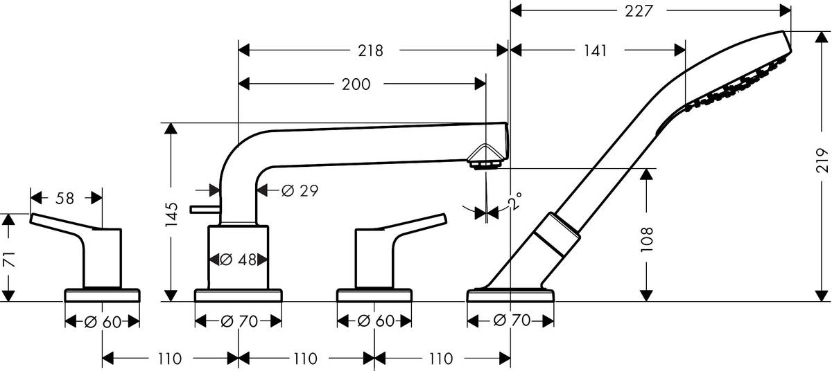 Hansgrohe Talis S 72418000 Габаритні розміри