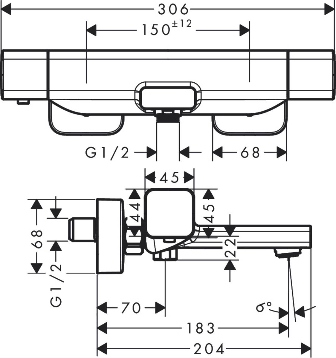 Hansgrohe Ecostat E 15774000 Габаритні розміри