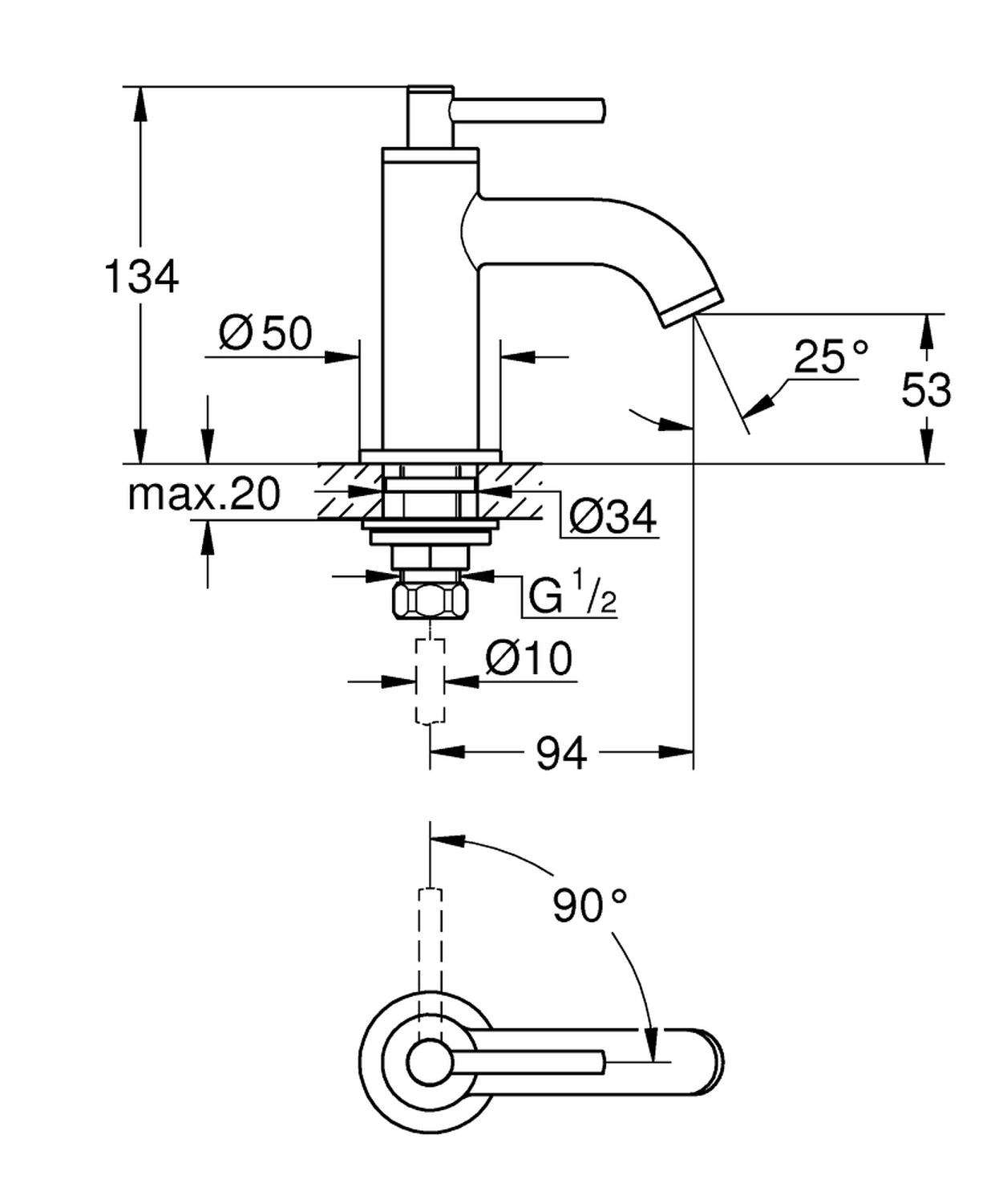 Вентиль для умивальника (тільки холодна вода) Grohe Atrio New XS-Size 20021003 ціна 13950 грн - фотографія 2