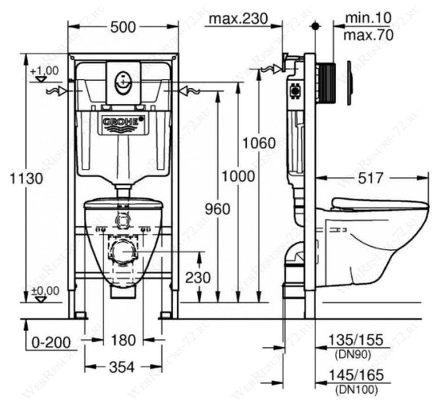 Grohe Solido Perfect 39192000 Габаритные размеры