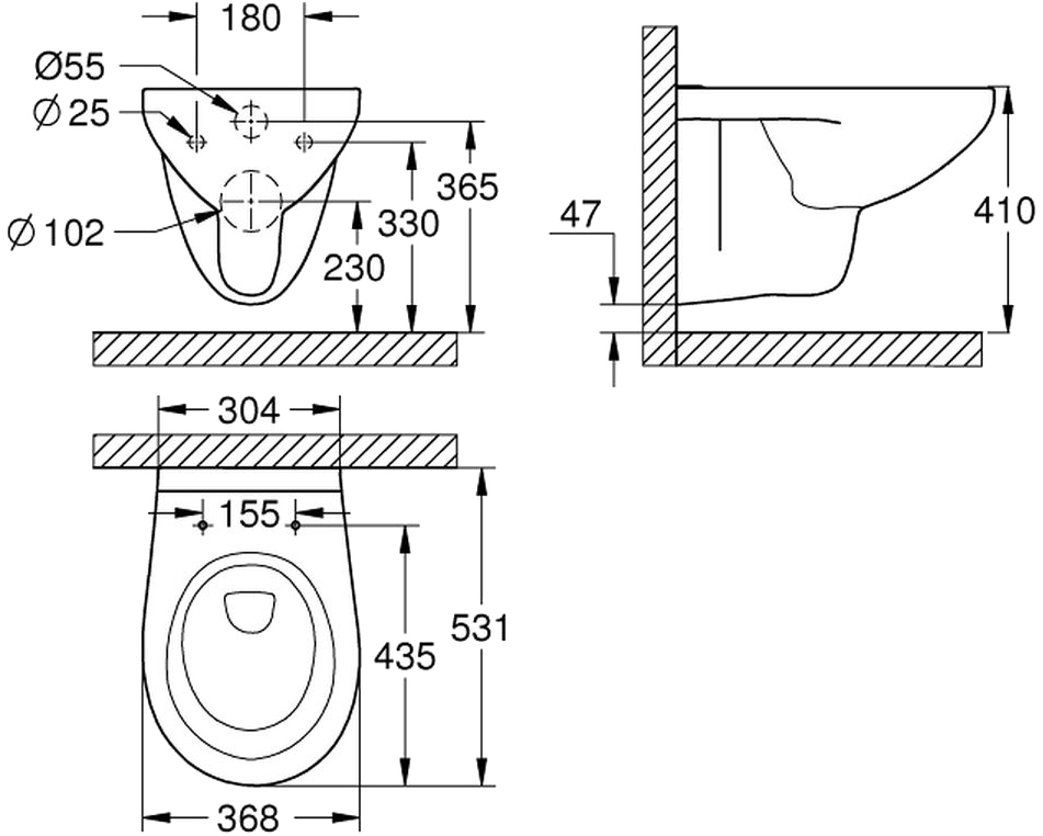 Grohe Bau Ceramic 39427CB0 Габаритні розміри