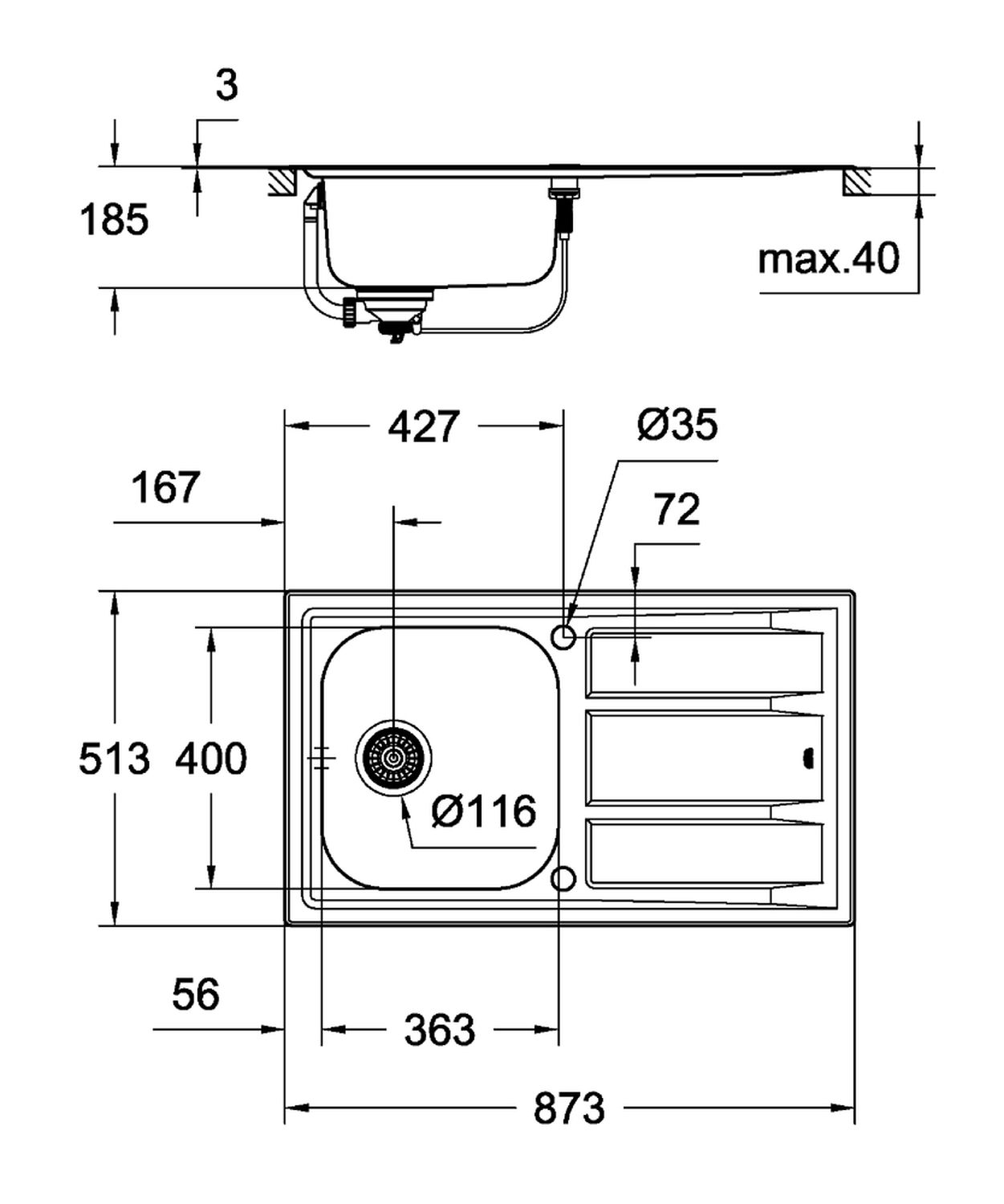 Кухонная мойка Grohe K-series 31568SD0 цена 0 грн - фотография 2