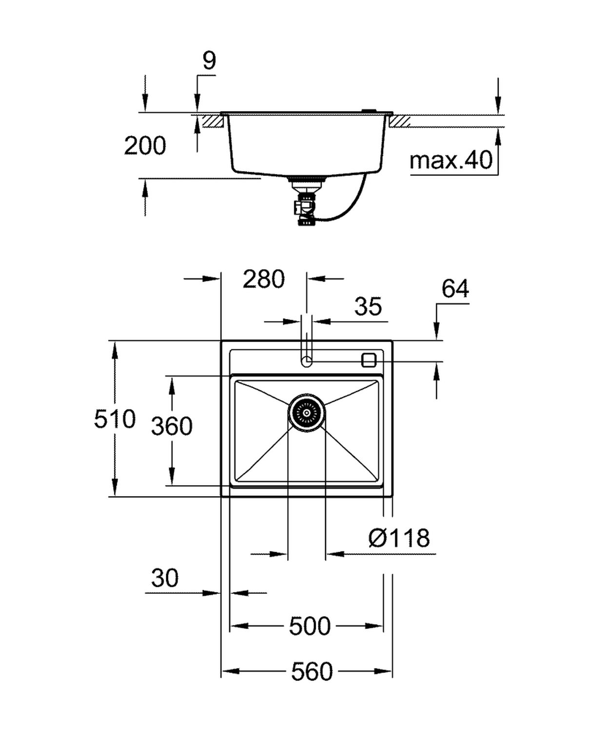 Кухонная мойка Grohe K-series 31651AP0 цена 15984 грн - фотография 2