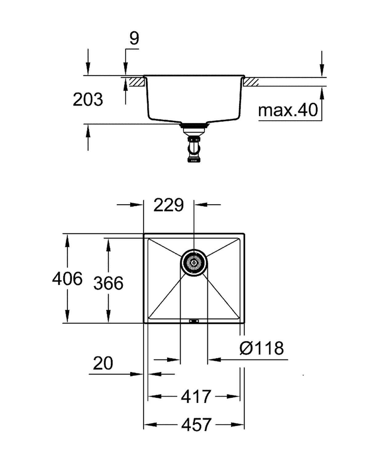 Кухонная мойка Grohe K-series 31653AP0 цена 11856 грн - фотография 2