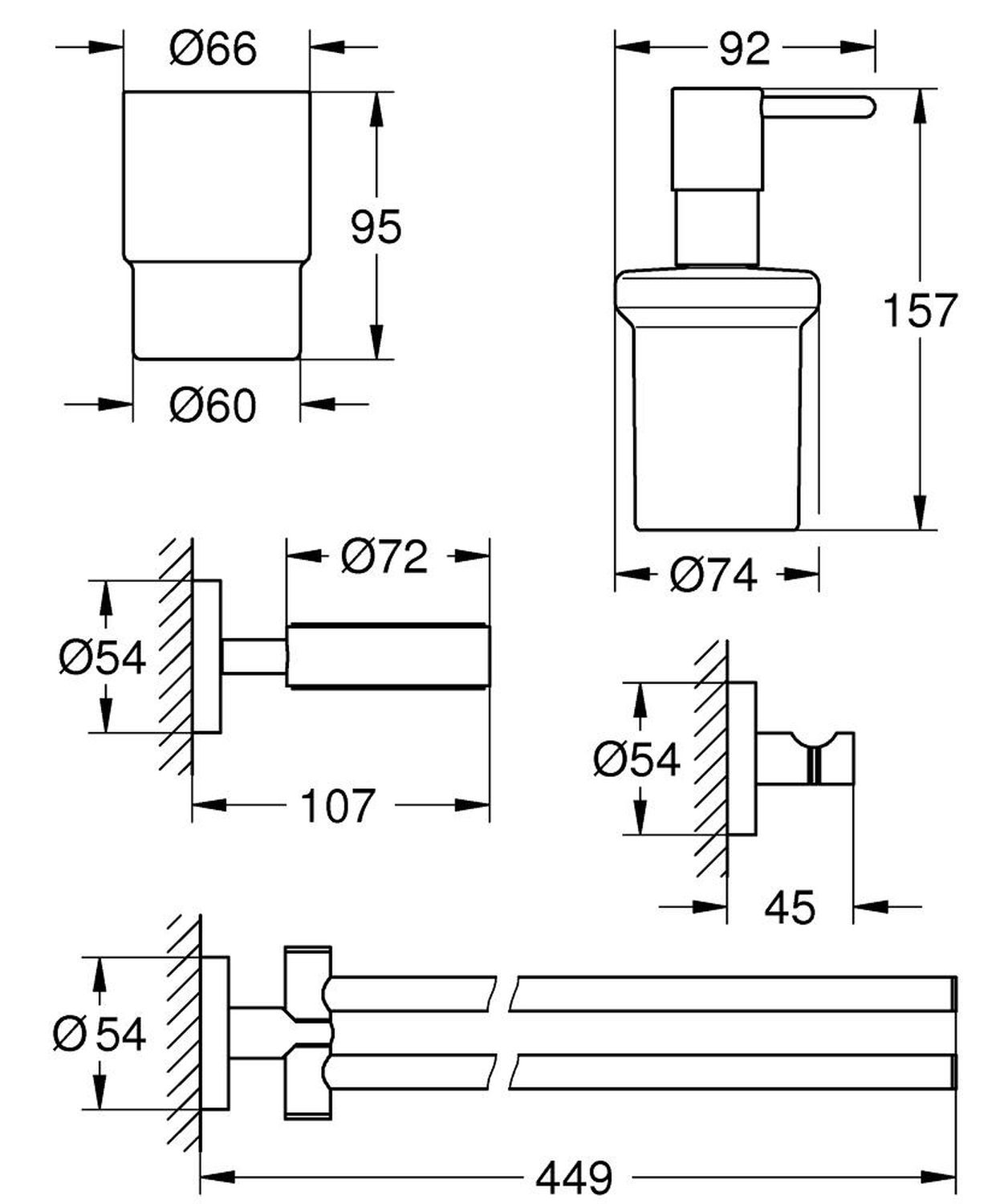 Набір аксесуарів 4 в 1 Grohe Essentials 40846001 ціна 7425.00 грн - фотографія 2